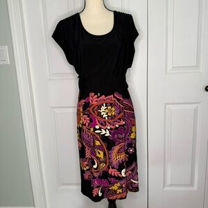 Plus size Floral Black Dress wrinkle free fabric flattering fit 0X